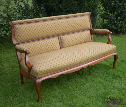 ANTIQUE FRENCH WALNUT UPHOLSTERED COUCHSOFA CIRCA 1880'S - ADDITIONAL PHOTO 1