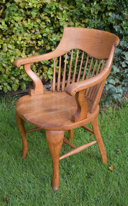 ANTIQUE ENGLISH VICTORIAN DESK CHAIR IN OAK - ADDITIONAL PHOTO 2