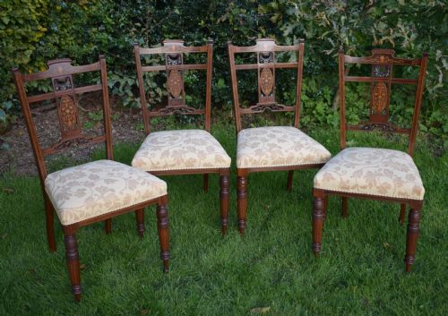 ANTIQUE EDWARDIAN ROSEWOOD INLAID DINING CHAIRS - ADDITIONAL PHOTO 1