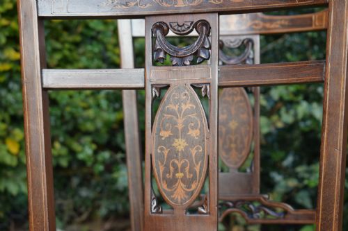 ANTIQUE EDWARDIAN ROSEWOOD INLAID DINING CHAIRS - ADDITIONAL PHOTO 4