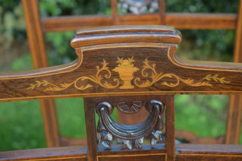 ANTIQUE EDWARDIAN ROSEWOOD INLAID DINING CHAIRS - ADDITIONAL PHOTO 5