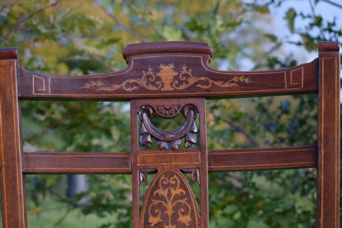 ANTIQUE EDWARDIAN ROSEWOOD INLAID DINING CHAIRS - ADDITIONAL PHOTO 9