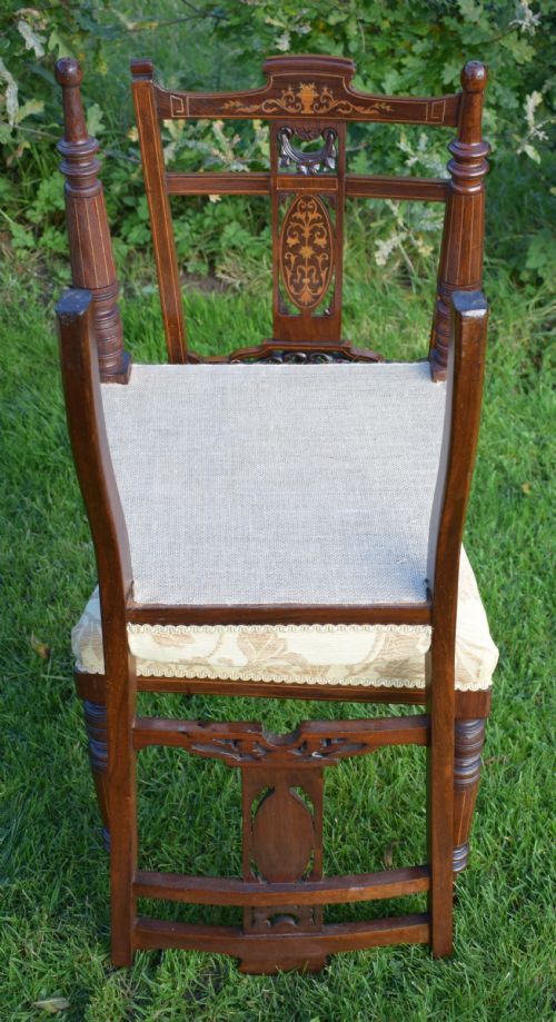 ANTIQUE EDWARDIAN ROSEWOOD INLAID DINING CHAIRS - ADDITIONAL PHOTO 11