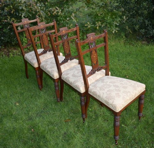 ANTIQUE EDWARDIAN ROSEWOOD INLAID DINING CHAIRS - ADDITIONAL PHOTO 13