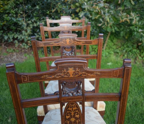 ANTIQUE EDWARDIAN ROSEWOOD INLAID DINING CHAIRS - ADDITIONAL PHOTO 15