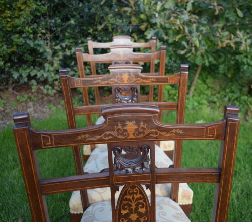 ANTIQUE EDWARDIAN ROSEWOOD INLAID DINING CHAIRS - ADDITIONAL PHOTO 16