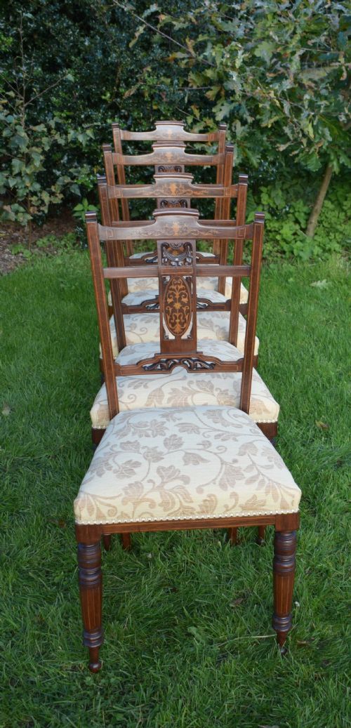 ANTIQUE EDWARDIAN ROSEWOOD INLAID DINING CHAIRS - ADDITIONAL PHOTO 17