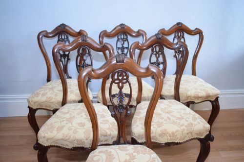 ANTIQUE SET OF 6 ENGLISH WALNUT DINING CHAIRS - ADDITIONAL PHOTO 6
