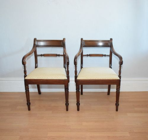 antique pair of regency arm chairs - CATEGORY: ANTIQUE CHAIRS - DATED REGENCY