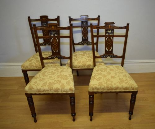 ANTIQUE EDWARDIAN ROSEWOOD INLAID DINING CHAIRS - ADDITIONAL PHOTO 18