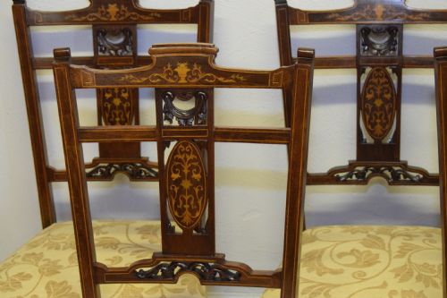 ANTIQUE EDWARDIAN ROSEWOOD INLAID DINING CHAIRS - ADDITIONAL PHOTO 19