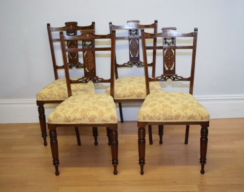 ANTIQUE EDWARDIAN ROSEWOOD INLAID DINING CHAIRS - ADDITIONAL PHOTO 20