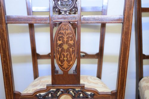 ANTIQUE EDWARDIAN ROSEWOOD INLAID DINING CHAIRS - ADDITIONAL PHOTO 21