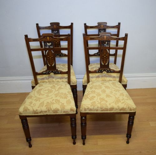 ANTIQUE EDWARDIAN ROSEWOOD INLAID DINING CHAIRS - ADDITIONAL PHOTO 22