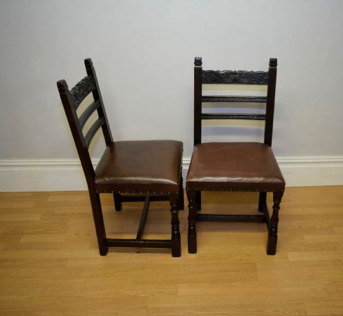 ANTIQUE 8 CARVED OAK DINING CHAIRS - ADDITIONAL PHOTO 3