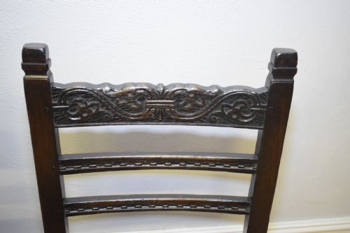 ANTIQUE 8 CARVED OAK DINING CHAIRS - ADDITIONAL PHOTO 6