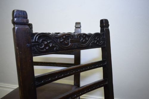 ANTIQUE 8 CARVED OAK DINING CHAIRS - ADDITIONAL PHOTO 8