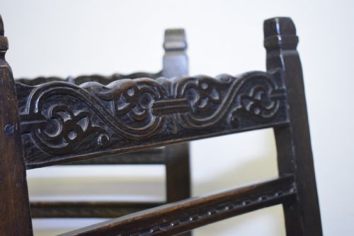 ANTIQUE 8 CARVED OAK DINING CHAIRS - ADDITIONAL PHOTO 9