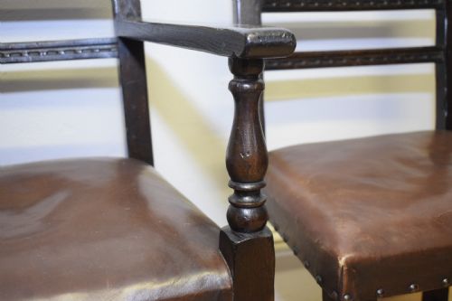 ANTIQUE 8 CARVED OAK DINING CHAIRS - ADDITIONAL PHOTO 16