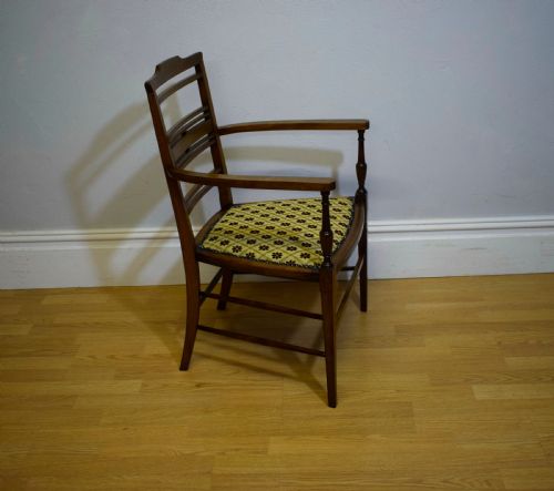 ANTIQUE INLAID PARLOUR ARM CHAIR - ADDITIONAL PHOTO 3