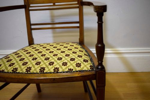 ANTIQUE INLAID PARLOUR ARM CHAIR - ADDITIONAL PHOTO 12