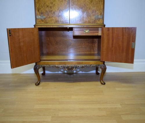 ANTIQUE BURR WALNUT COCKTAIL CABINET - ADDITIONAL PHOTO 18