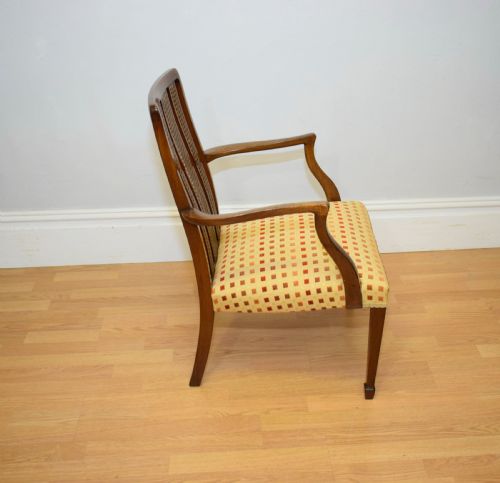 ANTIQUE EDWARDIAN INLAID ARMCHAIR - ADDITIONAL PHOTO 7