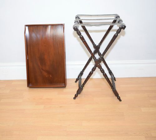 ANTIQUE BUTLERS TRAY ON STAND - ADDITIONAL PHOTO 2