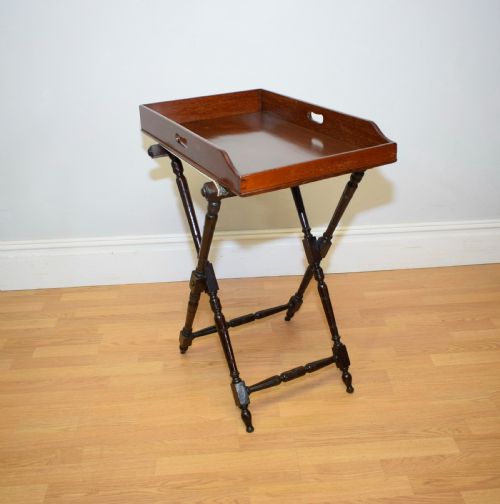 ANTIQUE BUTLERS TRAY ON STAND - ADDITIONAL PHOTO 6