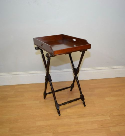 ANTIQUE BUTLERS TRAY ON STAND - ADDITIONAL PHOTO 7