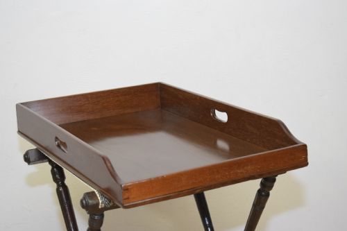 ANTIQUE BUTLERS TRAY ON STAND - ADDITIONAL PHOTO 8