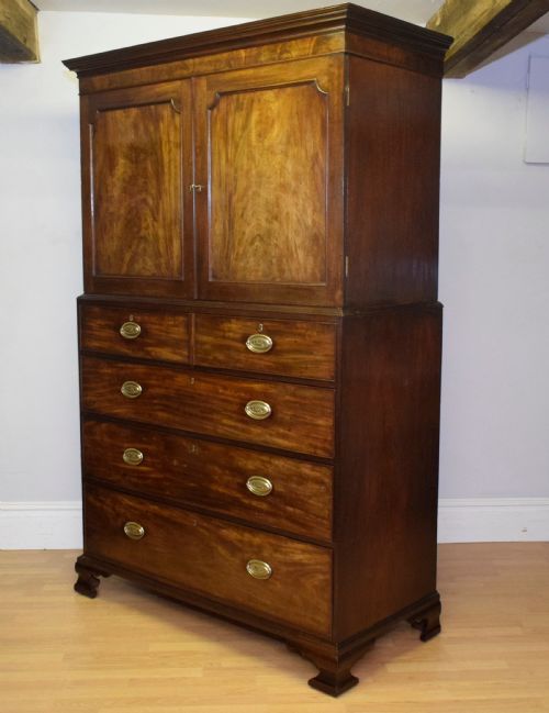 ANTIQUE GEORGIAN PERIOD LINEN PRESS - ADDITIONAL PHOTO 3