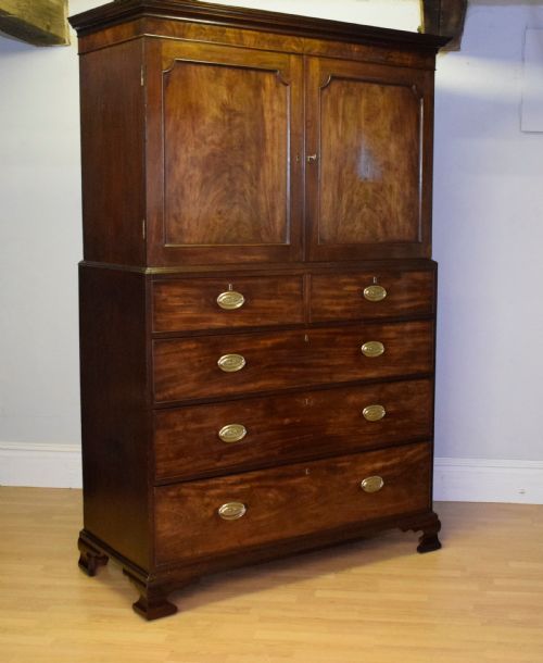 ANTIQUE GEORGIAN PERIOD LINEN PRESS - ADDITIONAL PHOTO 16