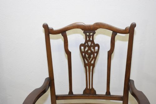 ANTIQUE PAIR OF EDWARDIAN ARM CHAIRS - ADDITIONAL PHOTO 4
