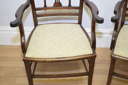 ANTIQUE PAIR OF EDWARDIAN ARM CHAIRS - ADDITIONAL PHOTO 5