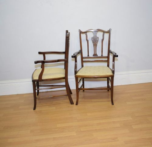ANTIQUE PAIR OF EDWARDIAN ARM CHAIRS - ADDITIONAL PHOTO 8