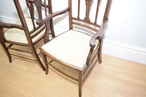 ANTIQUE PAIR OF EDWARDIAN ARM CHAIRS - ADDITIONAL PHOTO 11