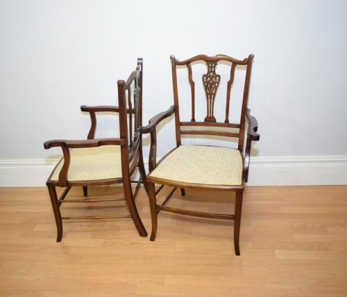 ANTIQUE PAIR OF EDWARDIAN ARM CHAIRS - ADDITIONAL PHOTO 12