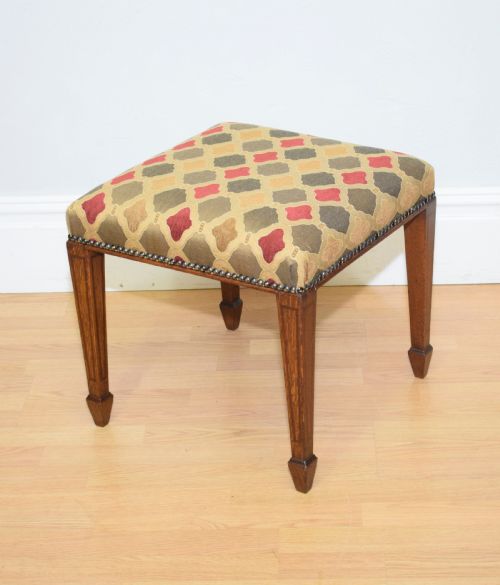ANTIQUE EDWARDIAN OAK INLAID STOOL - ADDITIONAL PHOTO 1