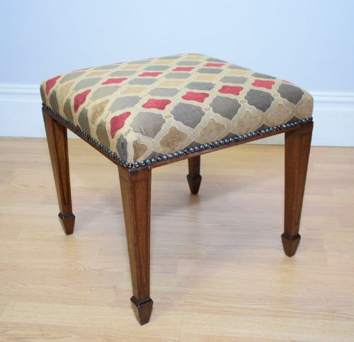 ANTIQUE EDWARDIAN OAK INLAID STOOL - ADDITIONAL PHOTO 7
