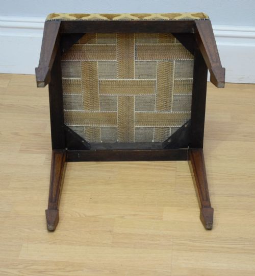 ANTIQUE EDWARDIAN OAK INLAID STOOL - ADDITIONAL PHOTO 8