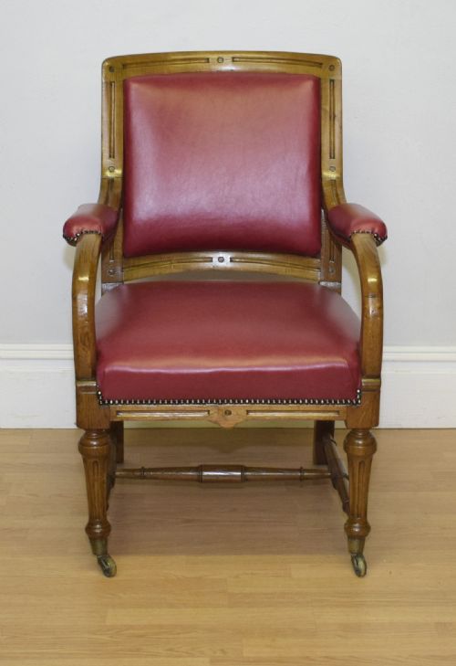 VICTORIAN OAK LIBRARY CHAIR - ADDITIONAL PHOTO 1