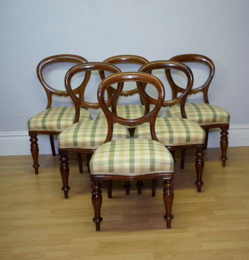 antique victorian balloon back dining chairs set of six - CATEGORY: ANTIQUE CHAIRS - DATED VICTORIAN