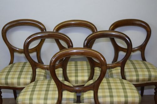 ANTIQUE VICTORIAN BALLOON BACK DINING CHAIRS SET OF SIX - ADDITIONAL PHOTO 5