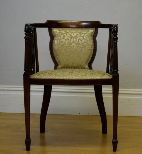 ANTIQUE EDWARDIAN INLAID TUB CHAIR - ADDITIONAL PHOTO 1