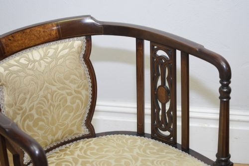 ANTIQUE EDWARDIAN INLAID TUB CHAIR - ADDITIONAL PHOTO 6