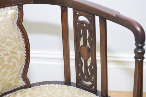 ANTIQUE EDWARDIAN INLAID TUB CHAIR - ADDITIONAL PHOTO 7