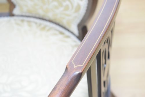 ANTIQUE EDWARDIAN INLAID TUB CHAIR - ADDITIONAL PHOTO 9