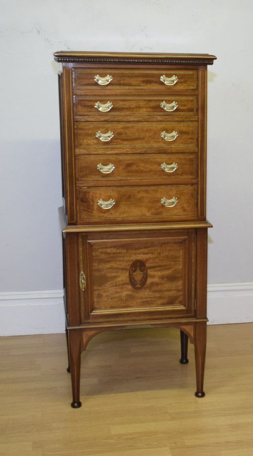 ANTIQUE EDWARDIAN INLAID CABINET - ADDITIONAL PHOTO 1