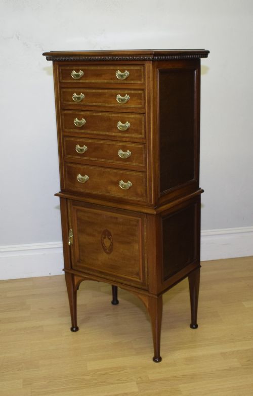 ANTIQUE EDWARDIAN INLAID CABINET - ADDITIONAL PHOTO 11